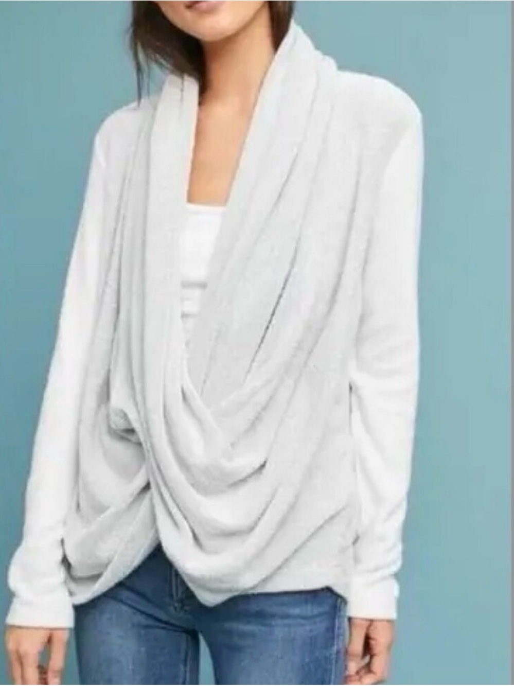 Anthropologie Saturday Sunday Gray Knit Criss Cross Long Sleeve Sweatshirt
